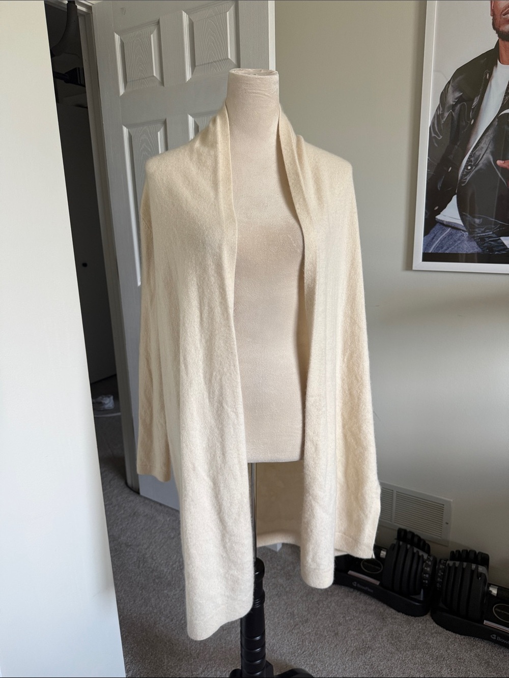 Eileen Fisher Open-Front Cream Knit cashmere Cardigan